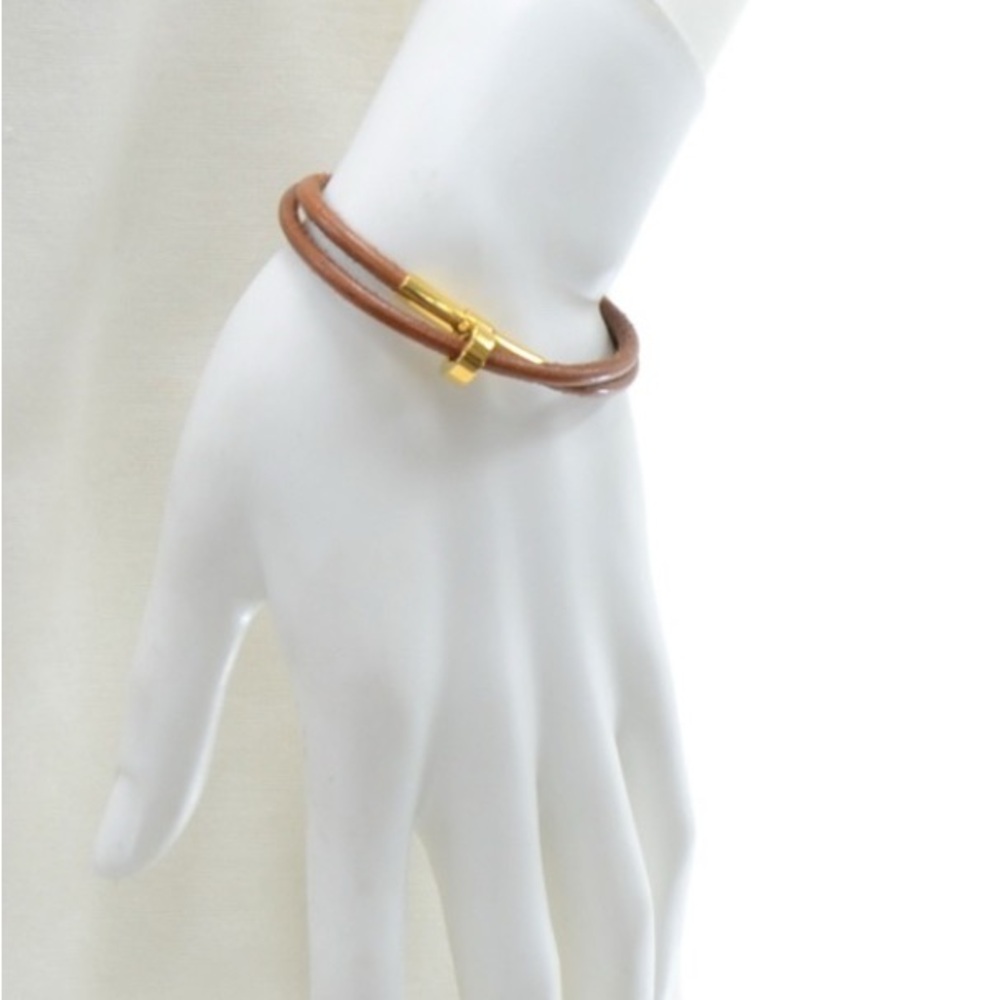 Hermès Kelly Lock Necklace Wrap Bracelet 1980 Vintage Hunter Leather Gold Plated - Picture 4 of 16